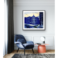 Картина больших размеров маслом на холсте «Остоженка» купить и заказать в Москве